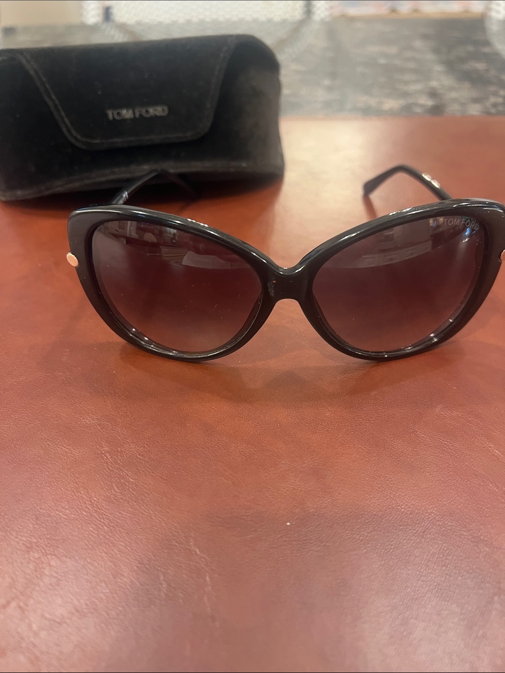 Tom Ford Women's Black Cat-Eye Sunglasses with Dark Gradient Lenses